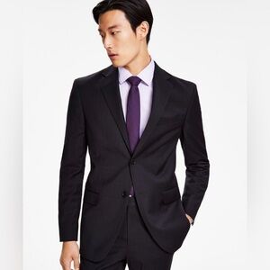 DKNY Men’s Modern-Fit Stretch Black Plaid Suit Jacket Blazer Sport Coat 38 Reg